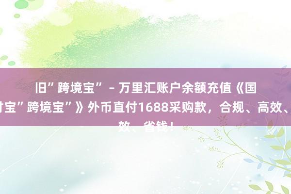 旧”跨境宝” – 万里汇账户余额充值《国际支付宝”跨境宝”》外币直付1688采购款，合规、高效、省钱！