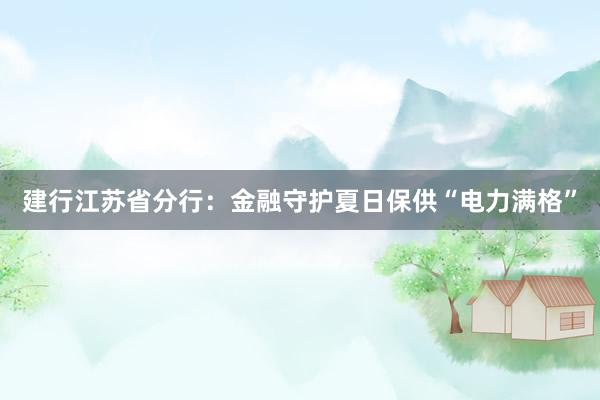 建行江苏省分行：金融守护夏日保供“电力满格”