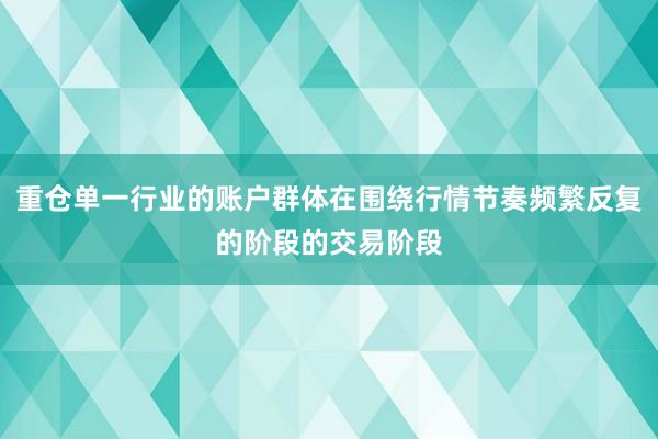 重仓单一行业的账户群体在围绕行情节奏频繁反复的阶段的交易阶段