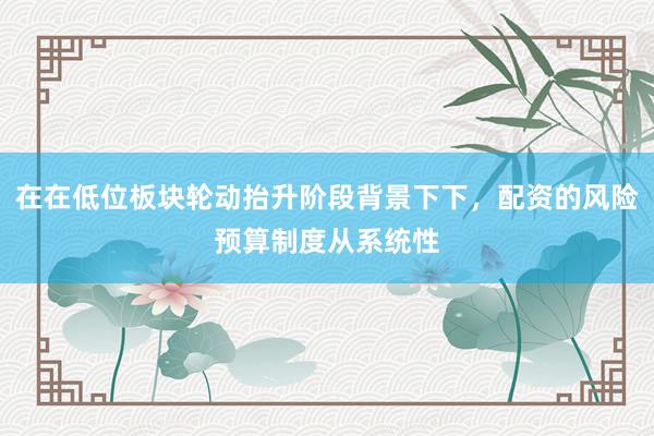 在在低位板块轮动抬升阶段背景下下，配资的风险预算制度从系统性