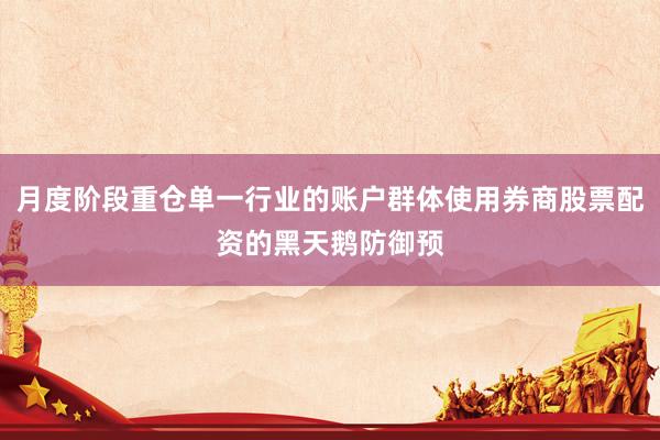 月度阶段重仓单一行业的账户群体使用券商股票配资的黑天鹅防御预