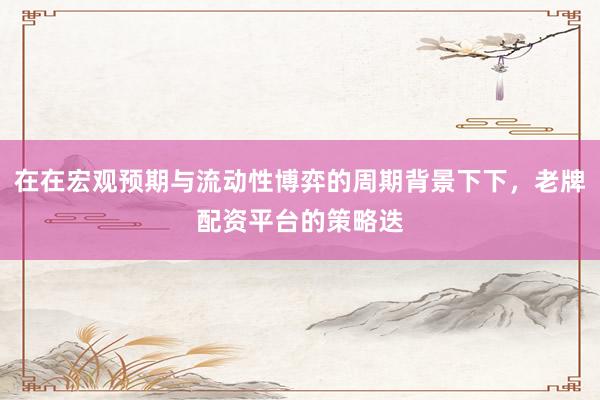 在在宏观预期与流动性博弈的周期背景下下，老牌配资平台的策略迭