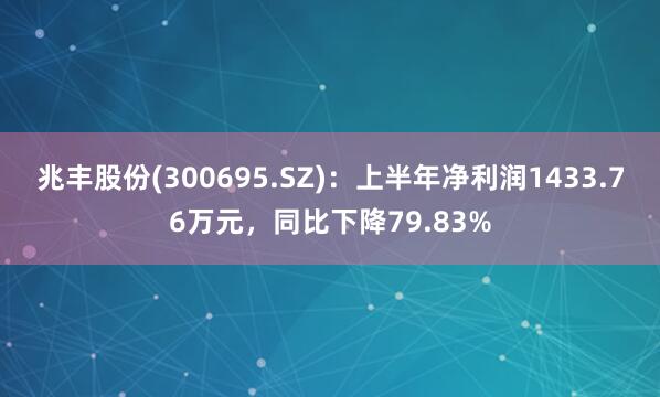 兆丰股份(300695.SZ)：上半年净利润1433.76万元，同比下降79.83%