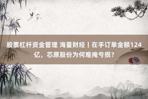 股票杠杆资金管理 海量财经丨在手订单金额124亿，芯原股份为何难掩亏损？