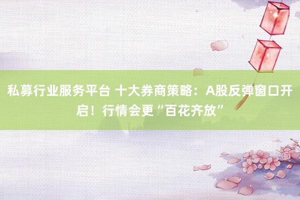 私募行业服务平台 十大券商策略：A股反弹窗口开启！行情会更“百花齐放”