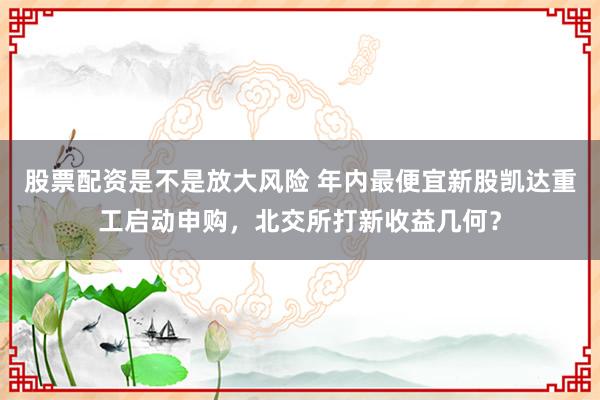 股票配资是不是放大风险 年内最便宜新股凯达重工启动申购，北交所打新收益几何？