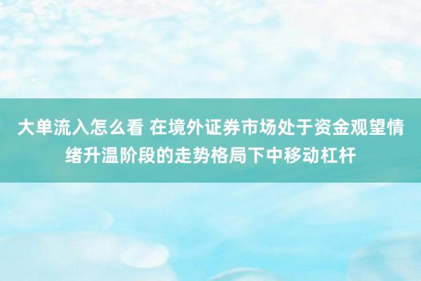 大单流入怎么看 在境外证券市场处于资金观望情绪升温阶段的走势格局下中移动杠杆